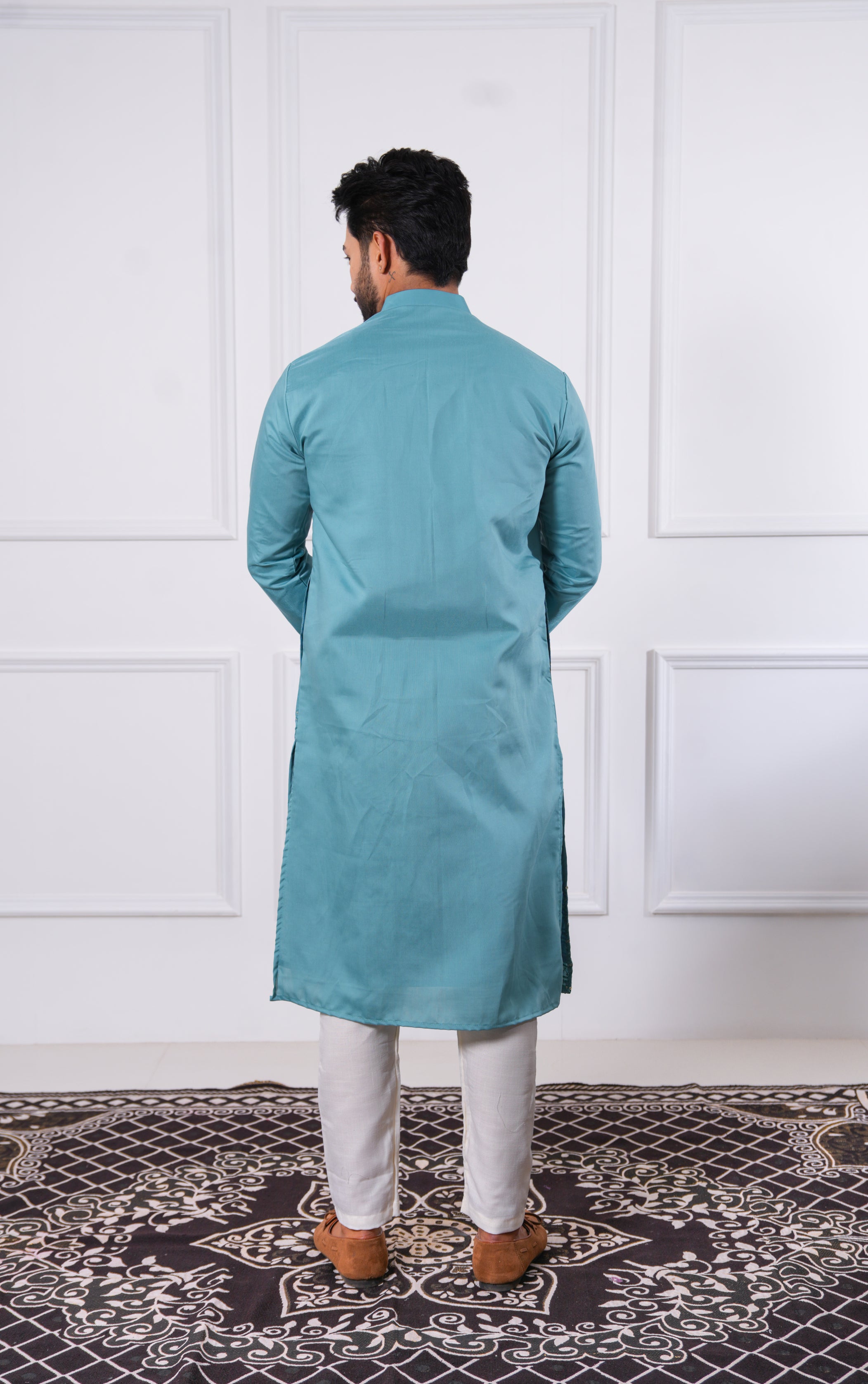 Aqua Teal Sequins Kurta